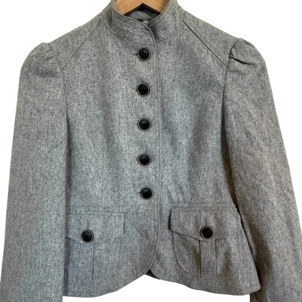 Banana Republic Wool Blend Military Jacket Gray Petite Women’s 2P Button Front